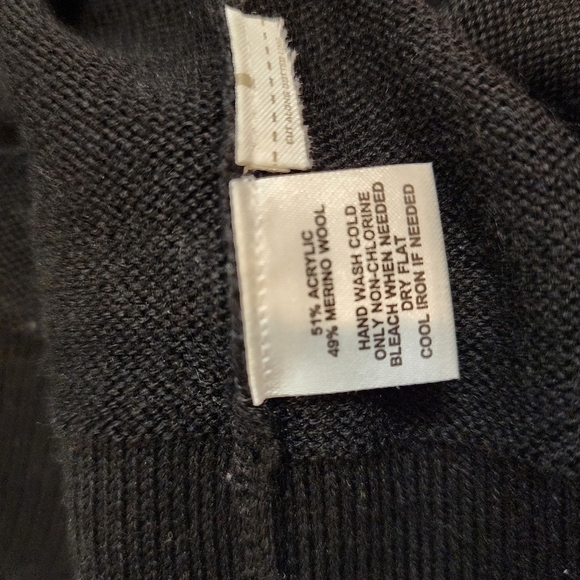 Loft Dress S P  Black Cowl Neck Fitted Waist Knit Knee Length Merino Wool Blend - Picture 4 of 4